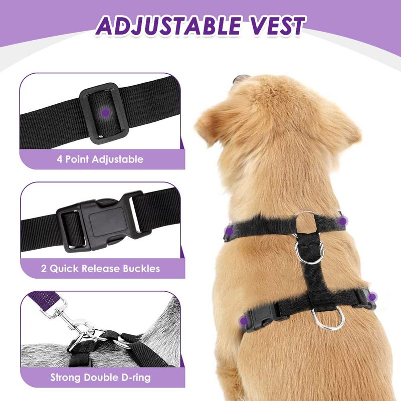 Lukovee Dog Seat Belt - Adjustable Dog Car Harness for Large, Medium & Small Dogs, Soft Padded & Breathable Mesh Dog Seatbelt with Car Vehicle Connector Strap (Purple Double Clip, Medium) - Image 4